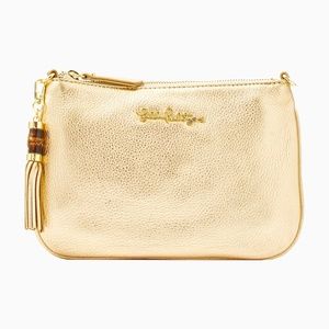 Lilly Pulitzer Gold Leather Cruisin Crossbody Bag